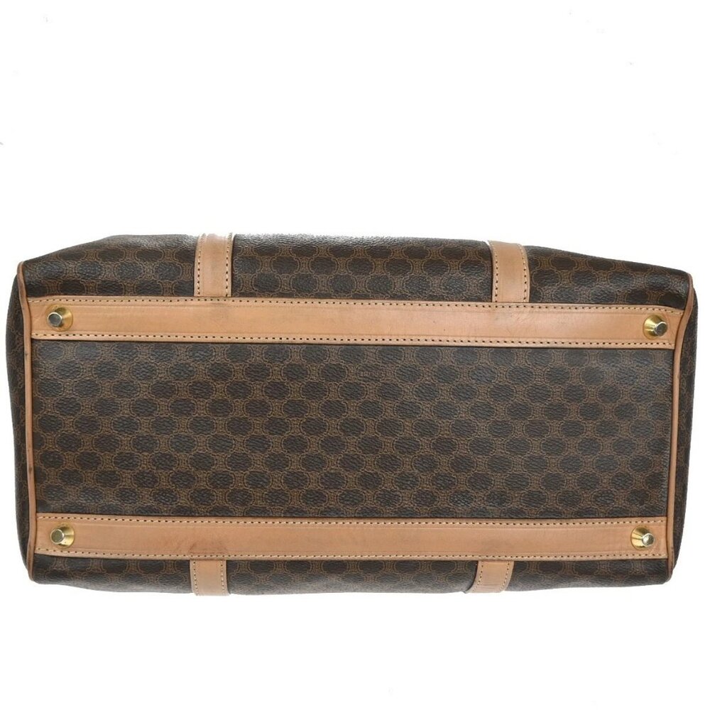 CELINE Logo Macadam Pattern Travel Hand Boston Bag PVC Leather Brown 38KC411 - Picture 6 of 15